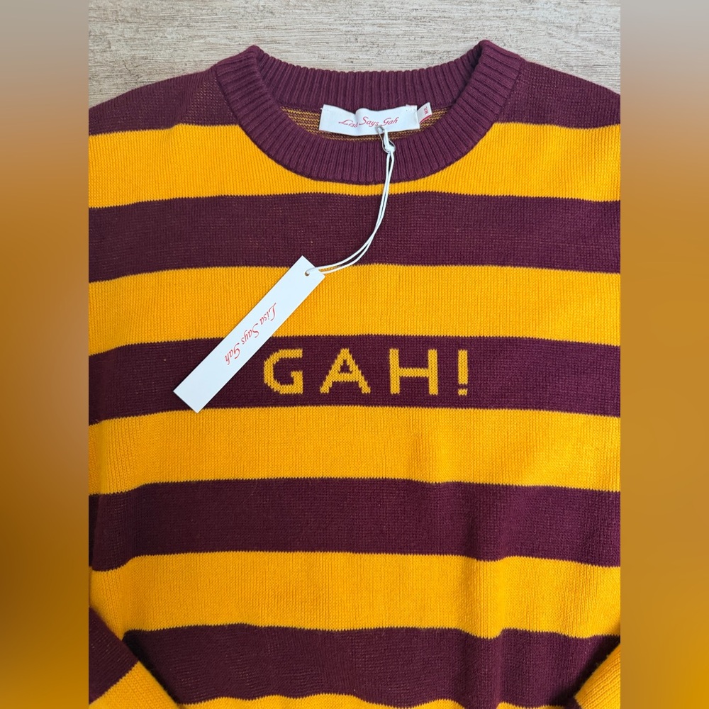 NWT Lisa Says Gah  Sweater - Yellow and Brown - Picture 3 of 7